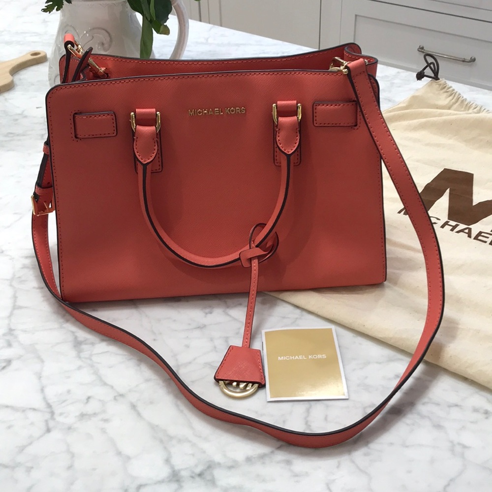 Michael Kors coral shoulder bag 100% authentic